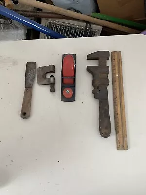 Vintage Adjustable Monkey Pipe Wrench Antique Tool Large Lot Block Plane Box64 • $21.85