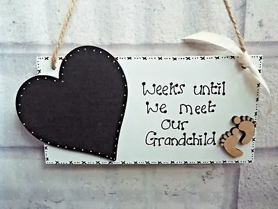 Chalkboard Countdown To Birth Plaque/sign Grandparents Gift Can Be Personalised • £5.99