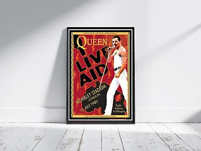 Queen Wembly Live Aid Concert 1985 Poster - Retro Art Music Print A5 A4 A3 #241 • £2.75