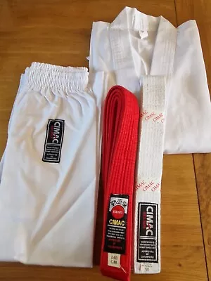 Kids Karate Suit Karate Uniform Size 120 With White Belt & 240cm Red Belt Cimac  • £10.99