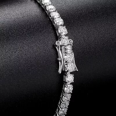 925 Sterling Silver Round Moissanite Beautiful Tennis Bracelet For Women 7.25  • $49.99