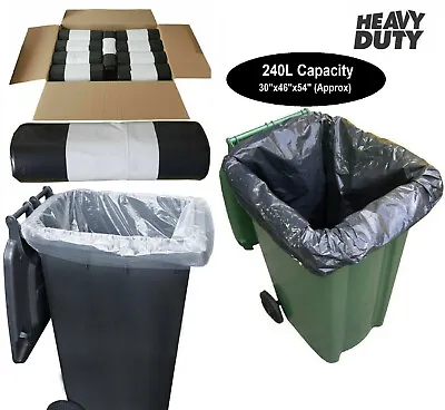 £6.49 • Buy 240L Bin Bags Black Heavy Duty Wheelie Refuse Sacks Strong Liners Rubbish Bags