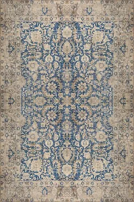 Kilimway Blue Area Rug Pastel Vintage Oushak Blue Beige Floral Rug Washable • $195