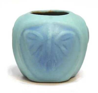 Vintage Van Briggle Arts And Crafts Art Pottery Turqoise 3 Sided Butterfly Vase • $49.99
