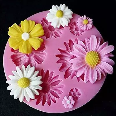 3D Daisy Flowers Shape Silicone Fondant Mould Cake Chocolate Decorating DIY Mold • £3.45