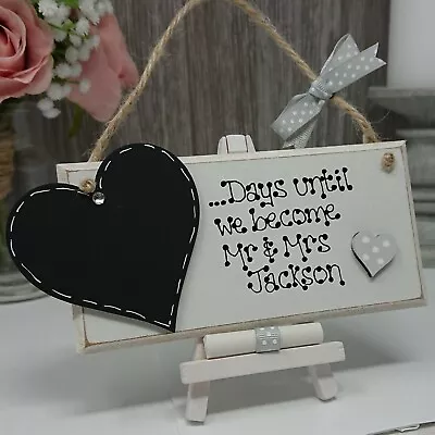 Wedding Countdown Plaque Sign Chalkboard Personalised Engagement Mr And Mrs Gift • £8.65