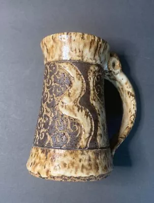 Vintage Studio Pottery Mug Stoneware Scaffito Design Through Glaze Dahlonega GA • $28