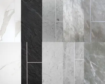 Grey White Tile Effect Cladding Marble Wall Panels PVC Kitchen Shower Boards • £240