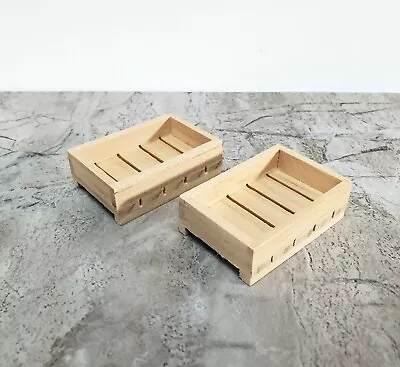 Miniature Wood Crates For Fruits Or Vegetables X2 Small 1:12 Scale Dollhouse • $4.25