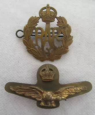 2 X RAF Royal Air Force Cap Badges ANTIQUE Original • £3.99