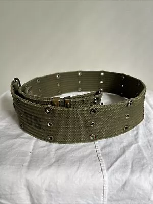 Vintage Original US Military Field Gear Belt Vietnam Era Brass 44  Long • $22