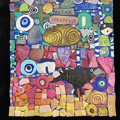 Handmade Clay Mosaic Art “Never Forgotten 2”Polymer Clay Original /Wood  12”x10” • $88