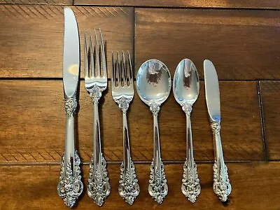 $249.99 • Buy Clean Wallace 6 Pc Grande Baroque Place Setting Grand Sterling Silver Set Piece