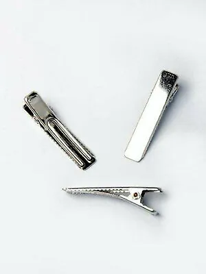 FORK CLIPS 35mm X 6mm SILV.PLATED CLIPS FOR MAKING OWN HAIR ACCESSORIES 50PACK • £8.50