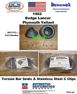 1962 Valiant Lancer Torsion Bar Boots Seals & SS Clips 2071173 MoPar USA • $32.99