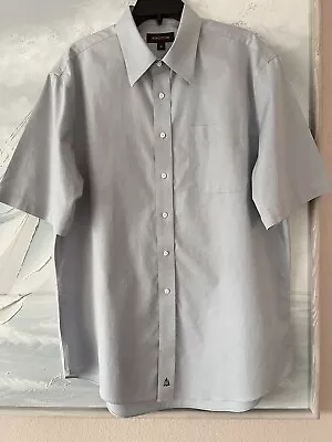 Nordstrom 100% Cotton Wrinkle Free Blue Short Sleeves Mens Shirt Sz. 16 1/2 • $29.99