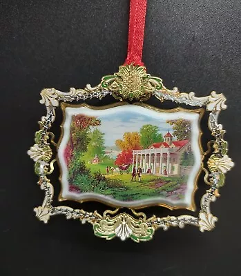 2012 Mount Vernon Porcelain Landscape Christmas Ornament W/ Ornate Gold Frame  • $13.95