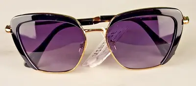 SUNGLASSES - Retro Vintage Black Frame  & Ears Lavender Lenses Women/Men Sport • $12.99
