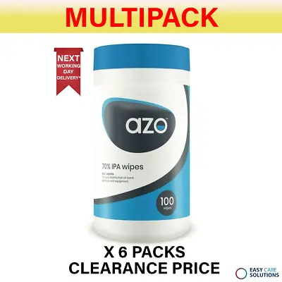 £11.99 • Buy 6 X Azo Wipette 70% Alcohol Wipes Disinfectant Wipes (600 Wipes) Expiry 07/22