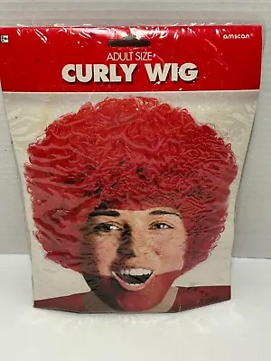 Red Curly Hair Wig Amscan Crazy Curly Hair Wig Adult One Size New! • $7.50