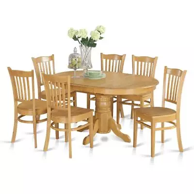 7  Pc  Formal  Dining  Room  Set-  Oval  Dinette  Table  With  Leaf  And  6 ... • $783.03