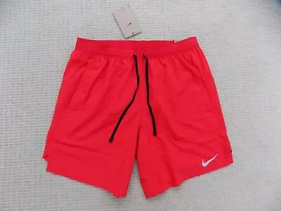 NEW MENS S M NIKE STRIDE RUNNING SHORTS 7 Inch 2in1 RED BLACK DM4761 657 • $39.99