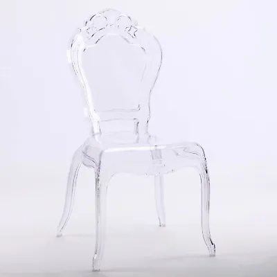 French Louis Bella Clear Ghost Dining Occasional Vanity Chair Transparent • £67