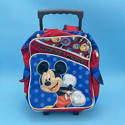 Disney Mickey Mouse Rolling Backpack Bag Kids Size 11x13 Good Condition Cute! • $12.97