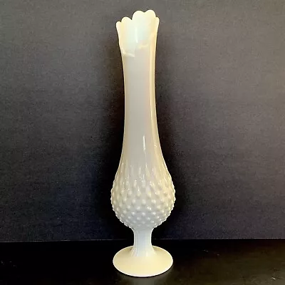 Vintage Fenton Swung Vase Hobnail Pedestal White Milk Glass 13.75  Part 3752 MI • $29.95