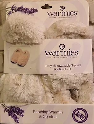 WARMIES Plush Microwavable Slippers Scented With Relaxing Lavender. Cream. NIB • $18