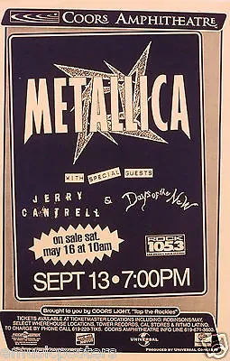 Metallica / Jerry Cantrell /  Days Of The New 1997 San Diego Concert Tour Poster • $19.19