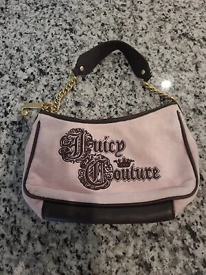 $199 • Buy Vintage Juicy Couture  Embroidered Pink Velour Small Evening Bag Purse Y2K