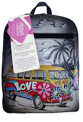 ANUSCHKA 'Love' Happy Camper Leather Backpack VW Peace Van NWT • $179.91