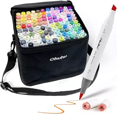 Ohuhu Brush Markers 120-color Double Tipped Art Marker Set Brush & Chisel Alc • $181.99