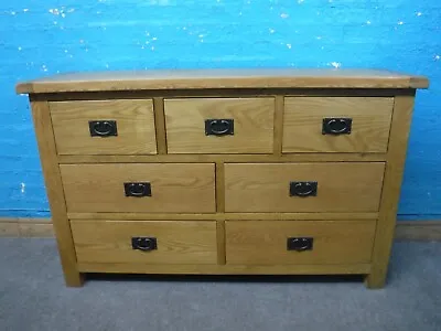 SOLID CHUNKY OAK WOOD 4+3 DOVETAILED DRAWER LARGE CHEST H95cm W92cm • £299