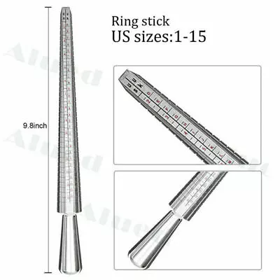 Metal Ring Sizer Guage Mandrel Finger Sizing Measure Stick Standard Jewelry Tool • $10.39