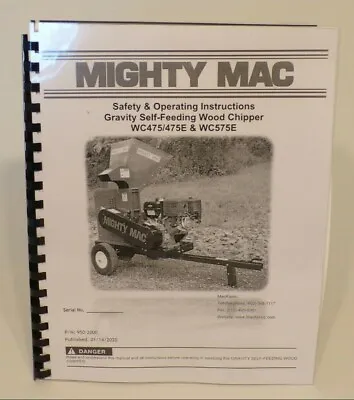 Mackissic Mighty Mac Chipper Owner Operator Manual WC475/475E WC575E • $19.95