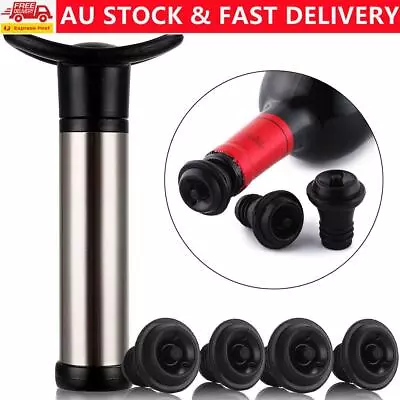 Wine Saver Vacuum Pump Sealer Preserver Set With 4 Valves Air Bottle Stoppers • $8.99