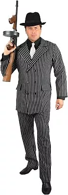 Gangster Suit 20's Pinstripe Black Fancy Dress Halloween Adult Costume 2 COLORS • $59.95