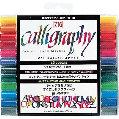 Kuretake Zig Calligraphy Pen - 12 Color Set TC-3100/12V From Japan • £33.76