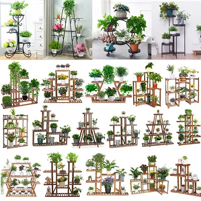 £17.91 • Buy Moisture-proof Wooden Plant Pot Stand Rack Rustproof Flower Bonsai Display Shelf