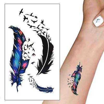£1.99 • Buy Birds Of A Feather Temporary Tattoo Set - Small Swallow Black Colour Waterproof 