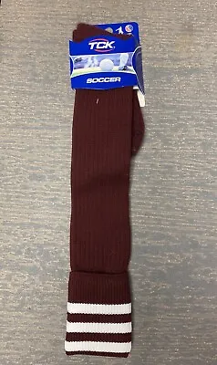 Maroon & White Striped Unisex Soccer Football Baseball Tube Sports Socks NWT • $16.99