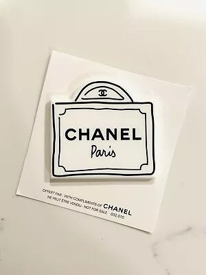 Vintage Chanel Paris Bag Drawing White/Black Brooch Magnetic Pin VIP Staff • $39.99