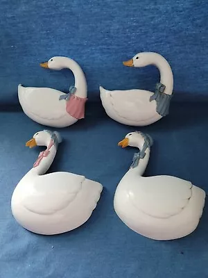 2 Sets Vintage Burwood COUNTRY GEESE Wall Pocket Plaques HOMCO-Blue/Pink • $21.10