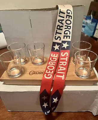 5 George Strait Codigo 1530 Tequila Shot Glasses W/ Wood Tray Bag/VIP Poster • $75