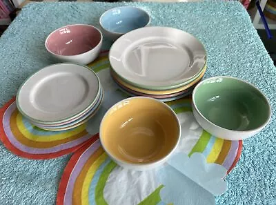 IKEA DUKTIG Set Of 12 Pieces Ceramic Plates Bowls Pretend Toy Play Kitchen • £8.50