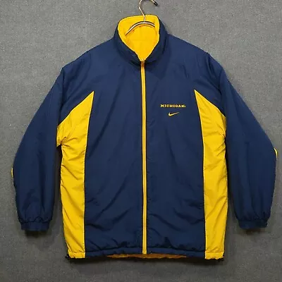 Nike Michigan Reversible Coat Mens Medium Wolverines Navy Yellow Jacket • $34.97