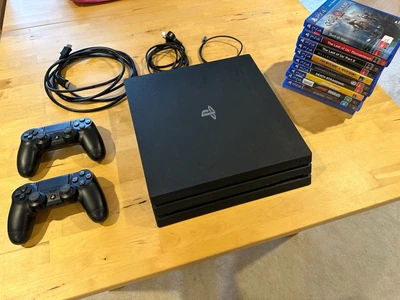 $325 • Buy Sony PlayStation 4 Ps4 Pro Black Console With 11 Games And 2 Controllers