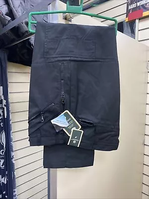 Mens*BLACK*Carabou Combat Action Trousers 30-48 Zip Pockets Side Cargo Work Pant • £29.99